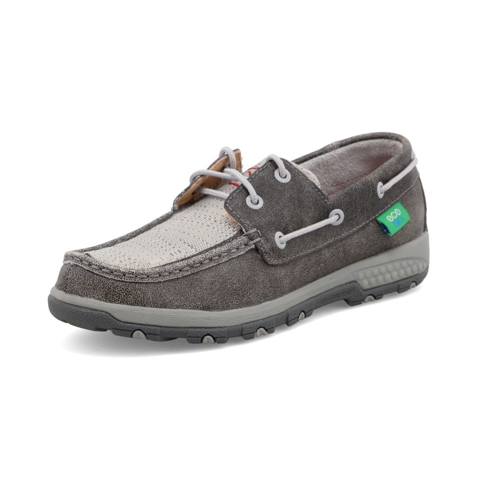 Twisted X Women’s Gray and Light Grey Boat Shoes Casual Moccasins NEW sz 6.5